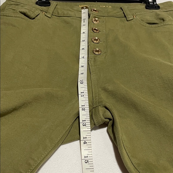 Michael Kors Wide Leg Women’s Sz 10 Brilliant Olive. Frayed Hem Button Fly Jeans - Picture 7 of 11